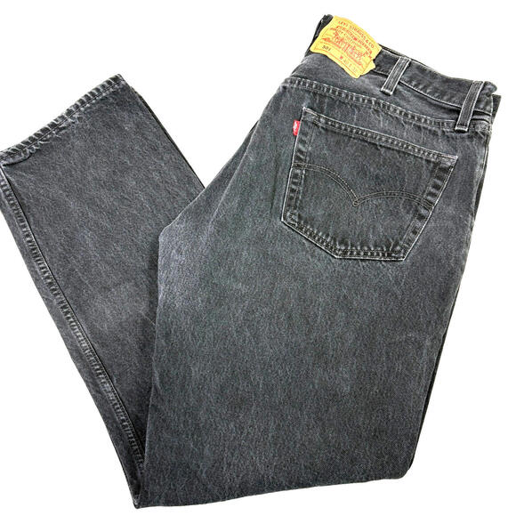 Levis 501 Mens Jeans 40x32 Black Denim Button Fly USA Made Vintage 90s Grunge